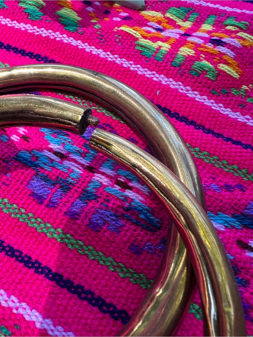 Vintage Brass Bangle Set - Chunky Round Bracelets - Picture 2 of 2